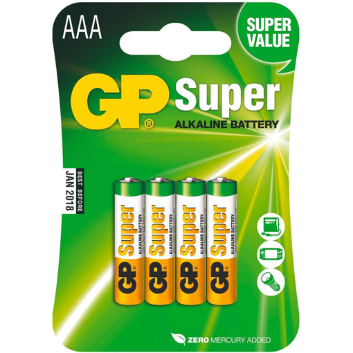 Obrazek Baterie GP Super Alkaline AAA 1.5V, blistr 4ks