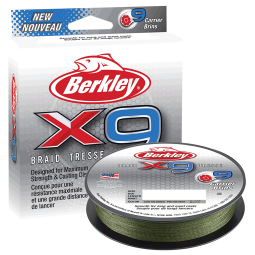 Obrazek Berkley X9 Braid Low Vis Green 150m, 0.12mm 12.1kg