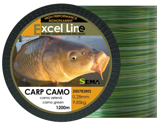 Obrazek Sema Excel Line Carp Camo zelený 1200m, 0.20mm