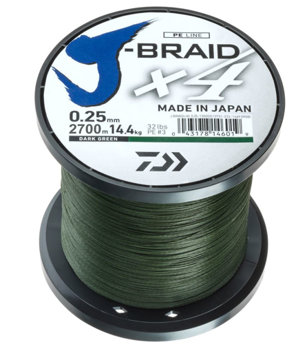 Image sur Daiwa J-Braid X4 Tmavě zelená, 0.33mm 22.4kg 1m