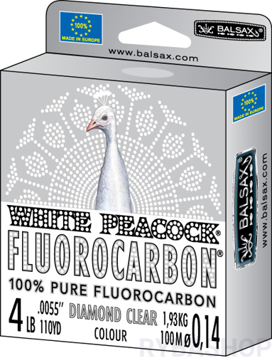 Obrazek Balsax White Peacock Fluorocarbon 50m 0.10mm