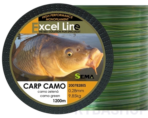 Obrazek Sema Excel Line Carp Camo zelený 1200m, 0.33mm