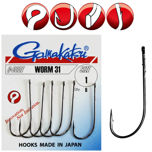 Image sur Gamakatsu Worm 31 Hook #1/0 6ks