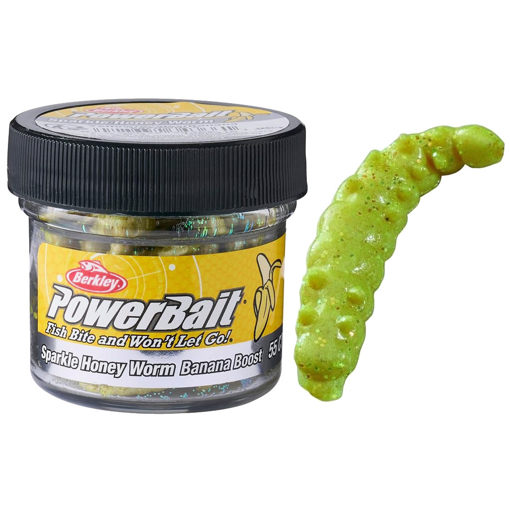 Berkley PowerBait Sparkle Honey Worm Banana Yellow/Scales 25mm