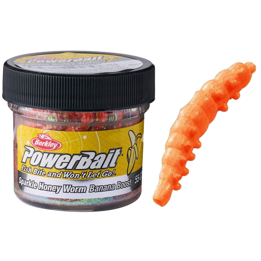 Berkley PowerBait Sparkle Honey Worm Banana Orange/Scales 25mm